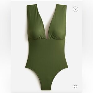 NWT J. Crew Olive Green Plunge Swimsuit